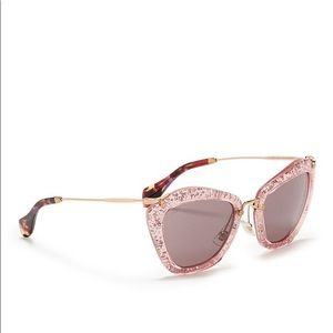 Miu Miu Women’s Sunglasses - Pink Glitter Cat Eye